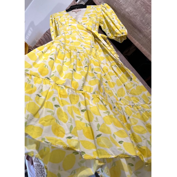 Anthropologie Lemon Print Wrap Midi Dress, NEW - Picture 10 of 14